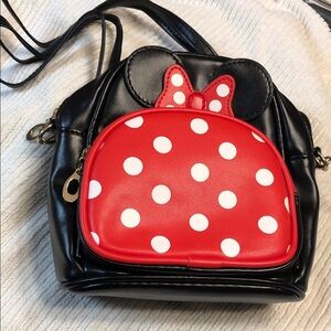 Black and Red Polka Dot Girls Minnie Mouse Backpack/Crossbody